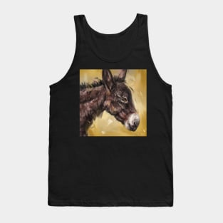 Contemporary Painting of an Adorable Donkey on Mustard Background Tank Top